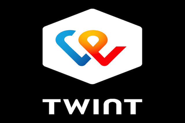 Das Logo von TWINT. Unter dem Logo steht: TWINT.