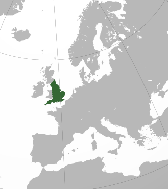 Ein Karte von Europa. England ist grün markiert.