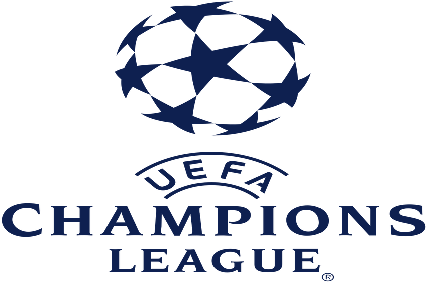 Das Logo der Champions League. 8 Sterne verbinden sich zu einem Ball. Darunter steht: Uefa Champions League.